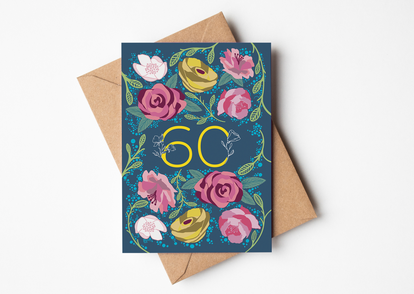 Floral 60 Greetings Card