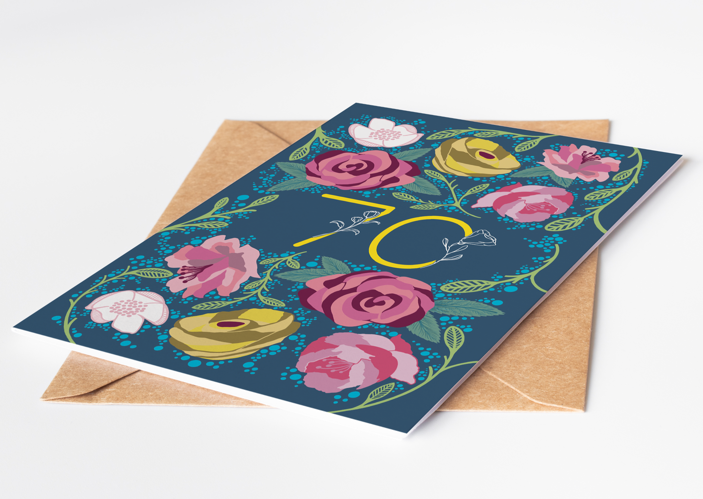Floral 70 Greetings Card