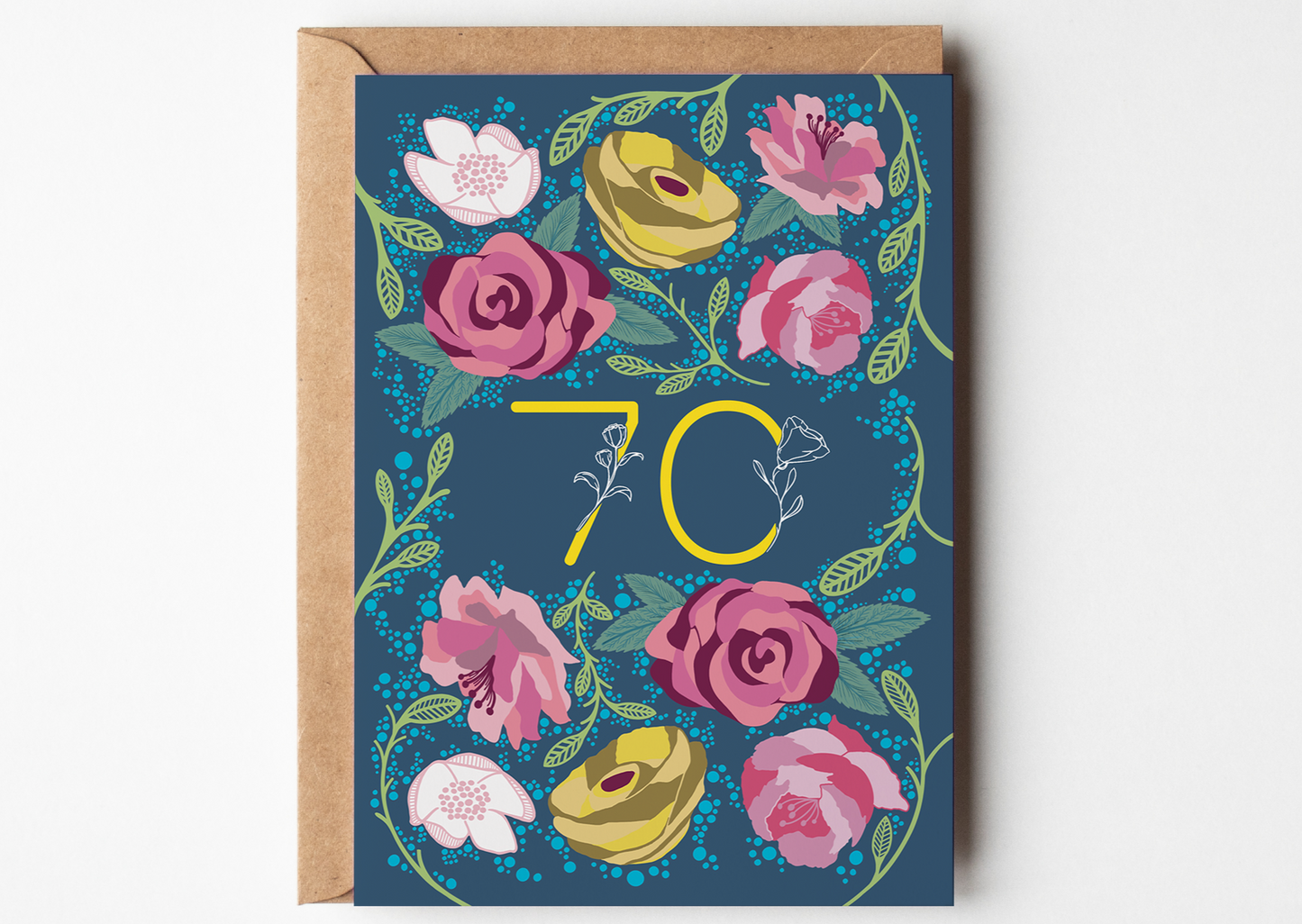 Floral 70 Greetings Card