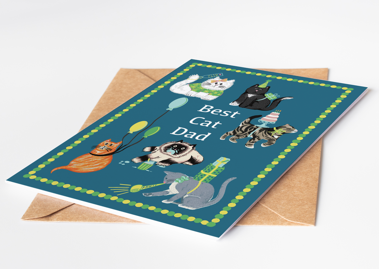 Best Cat Dad Greetings Card