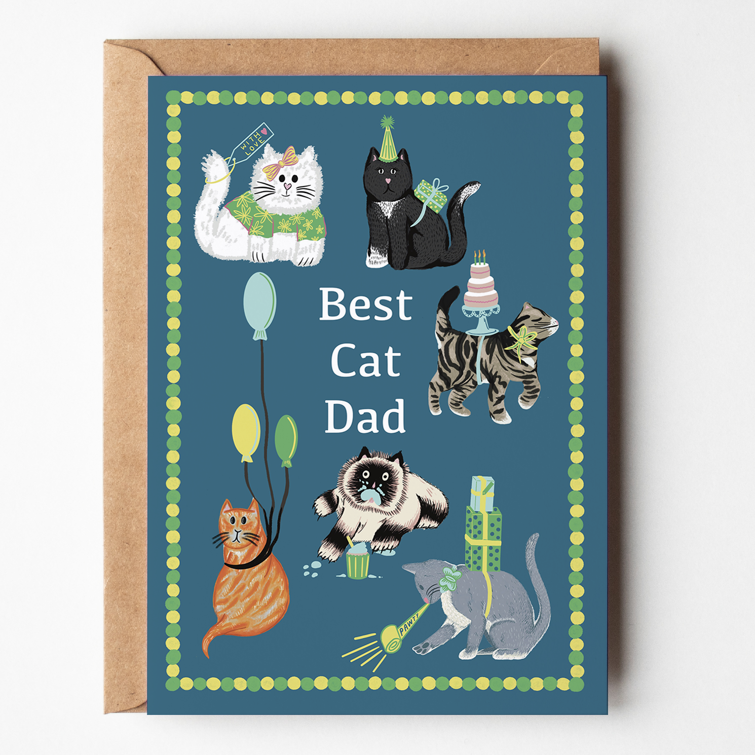 Best Cat Dad Greetings Card