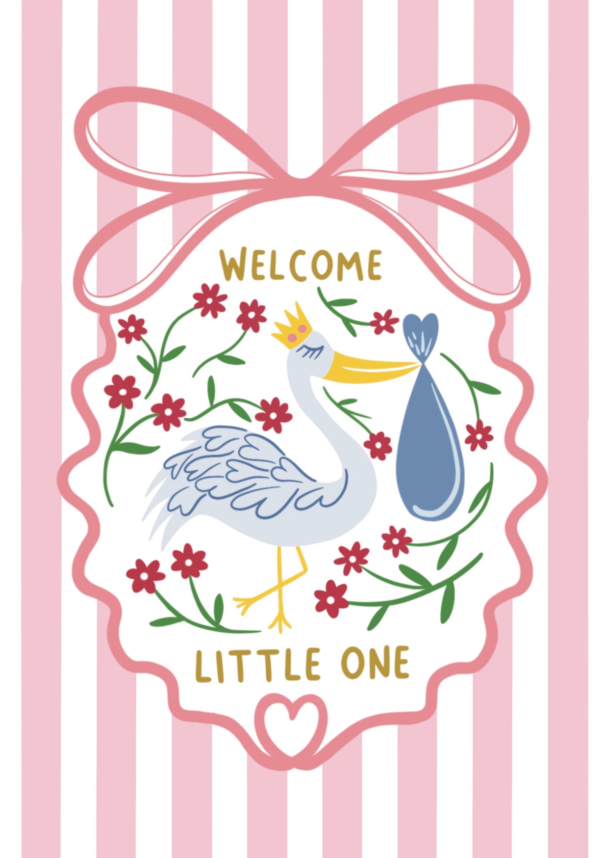Pink Stork New Baby Card