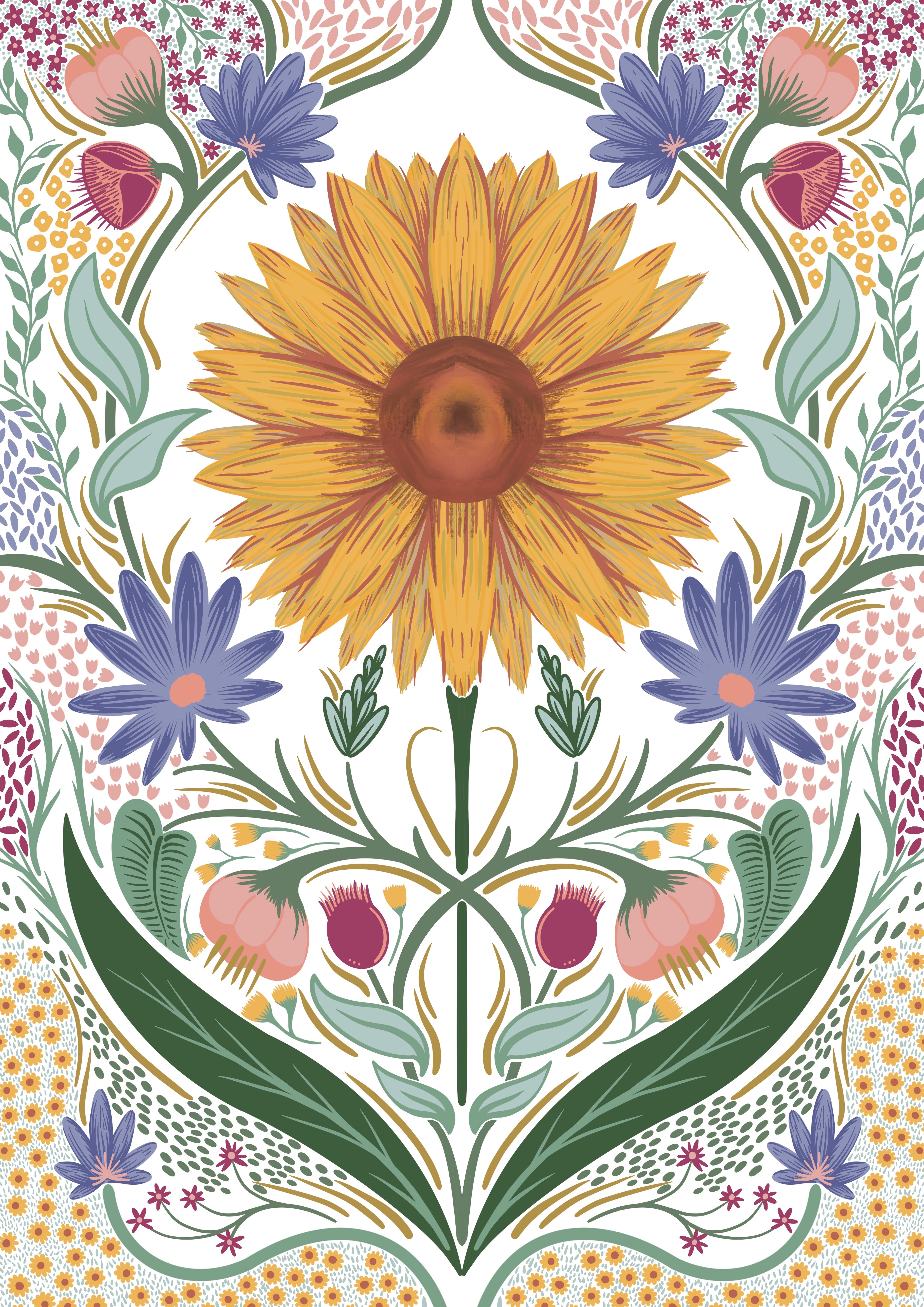 Sunflower Floral Art Prrint