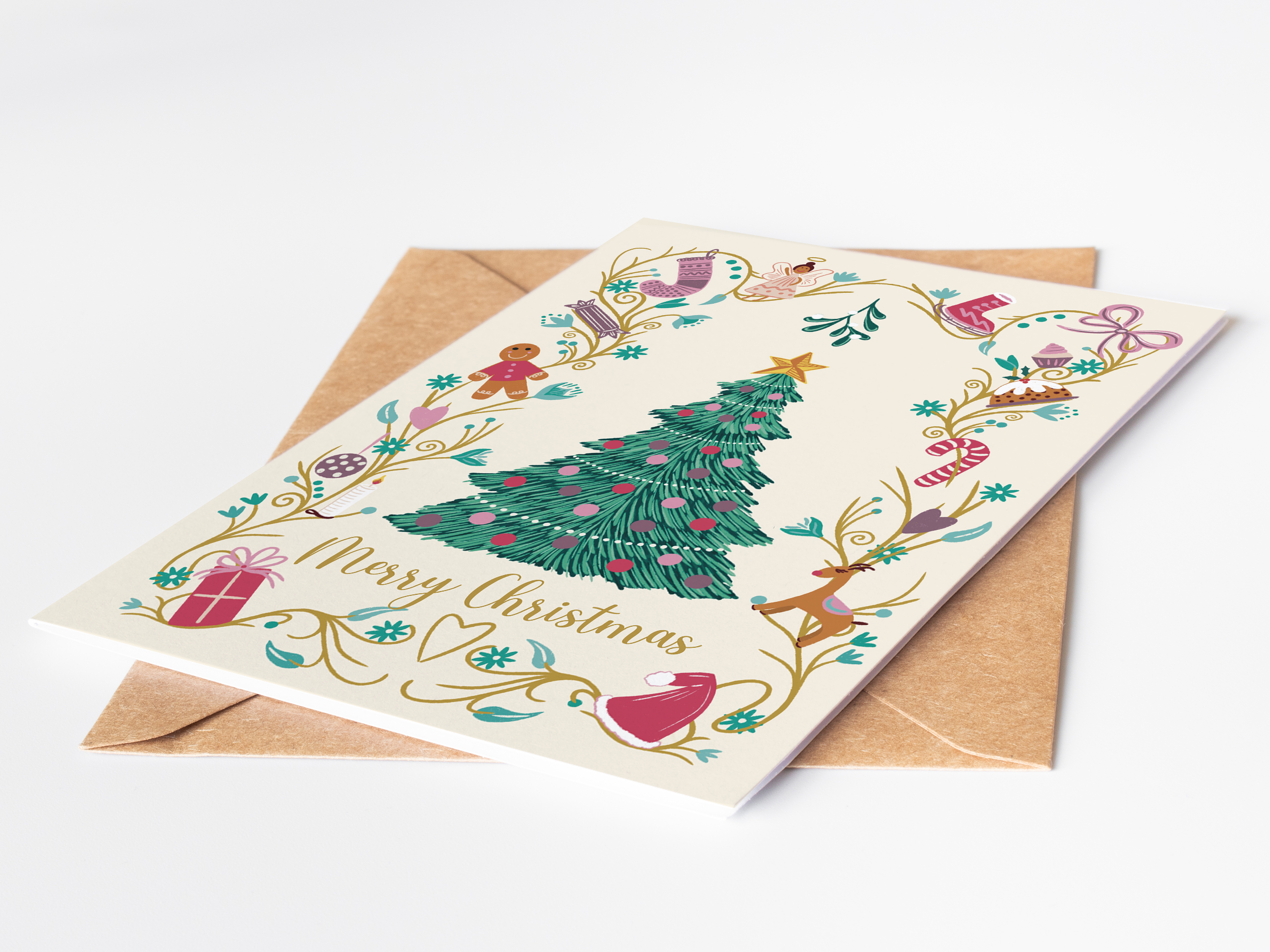 Vintage Christmas Tree Christmas Card
