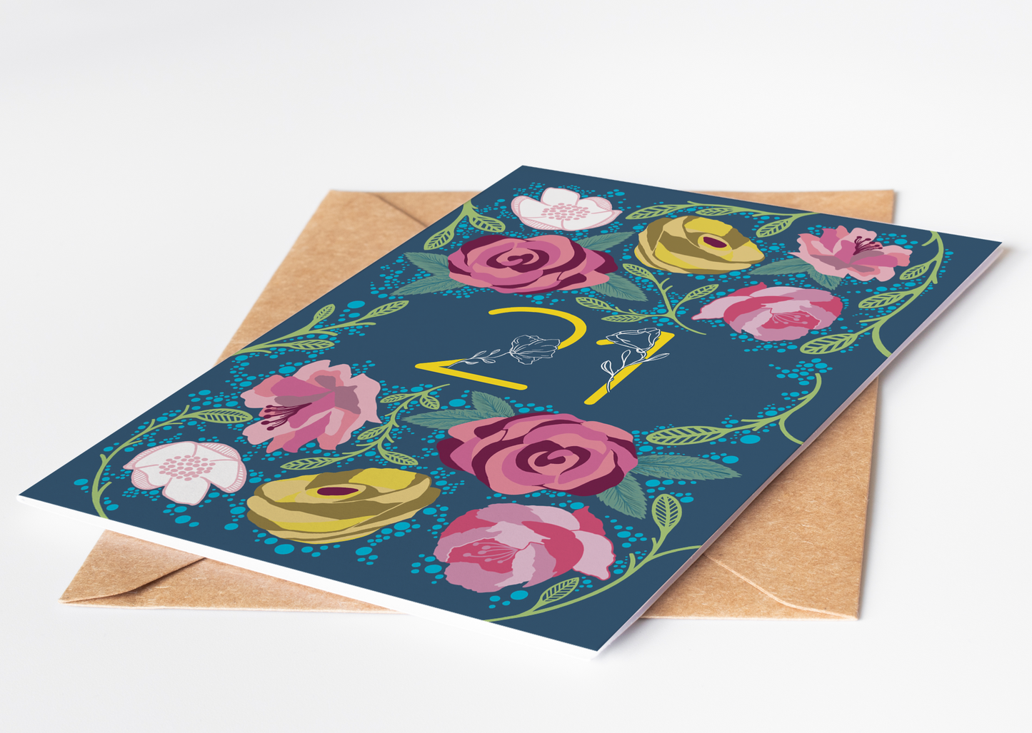 Floral 21 Greetings Card