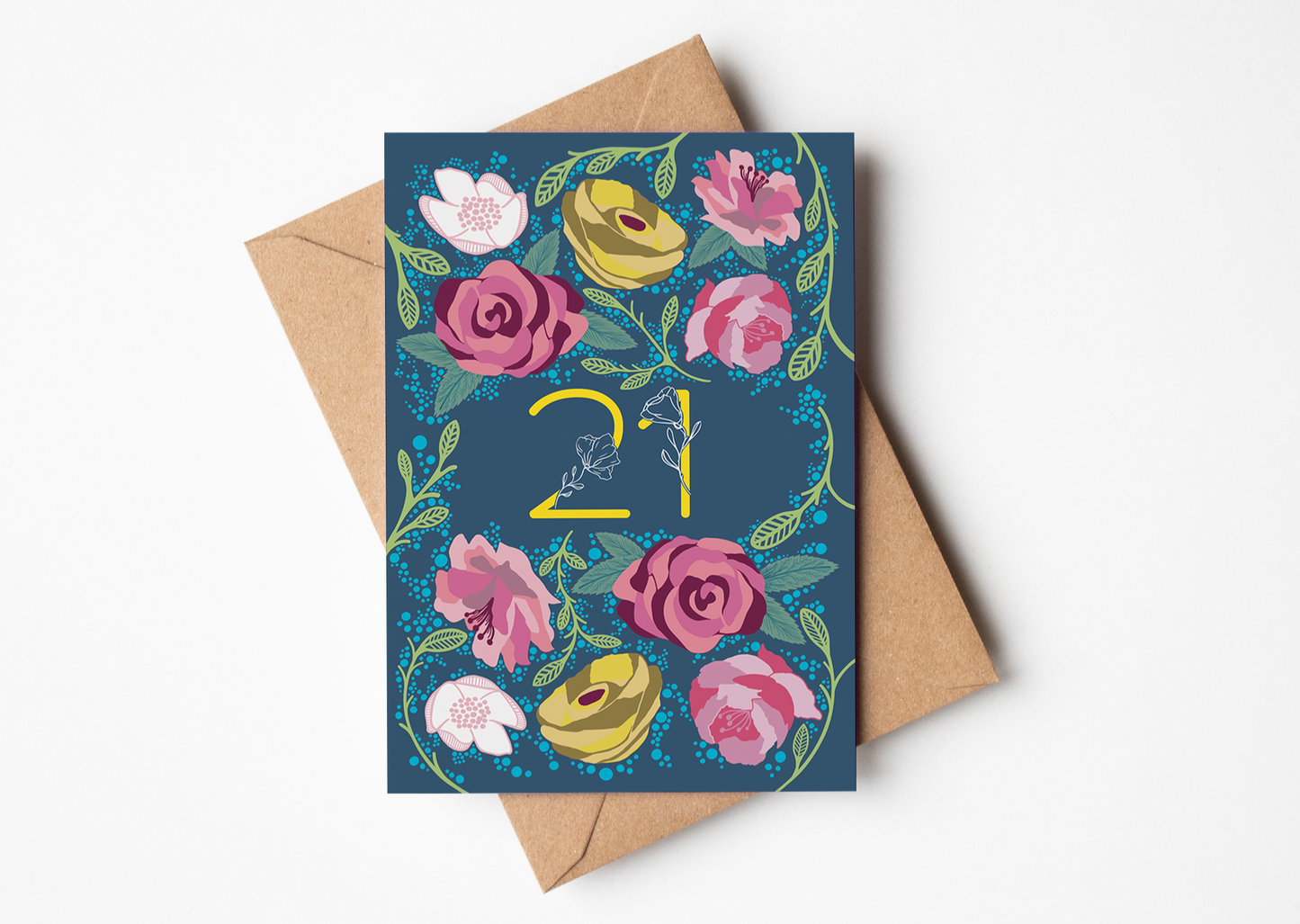 Floral 21 Greetings Card