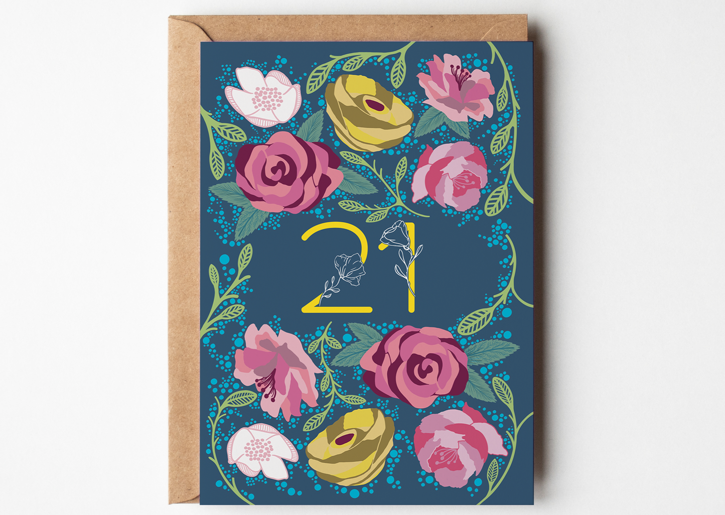 Floral 21 Greetings Card