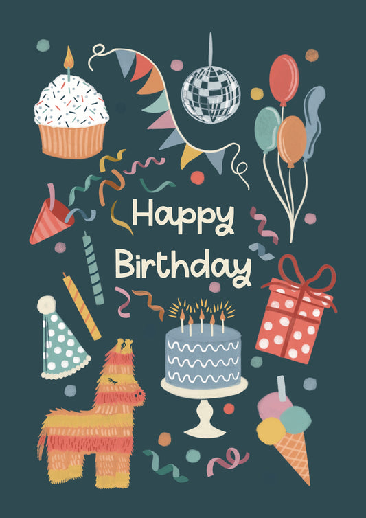 Pinata Happy Birthday Card