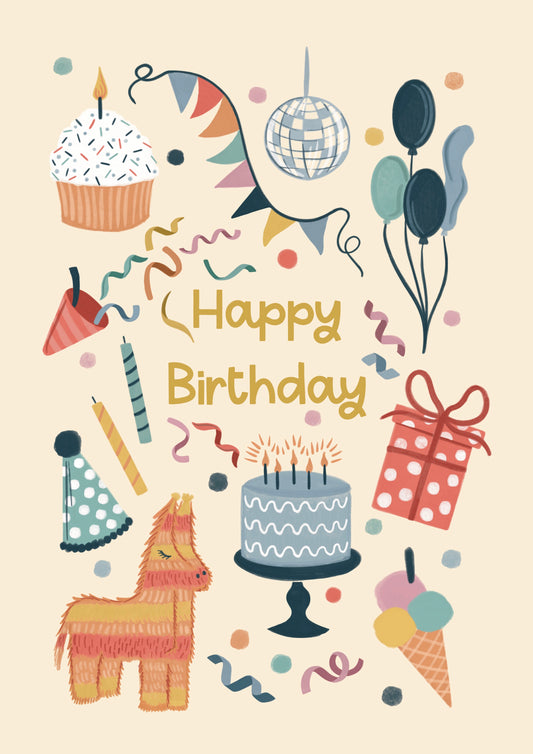 Pinata Happy Birthday Card