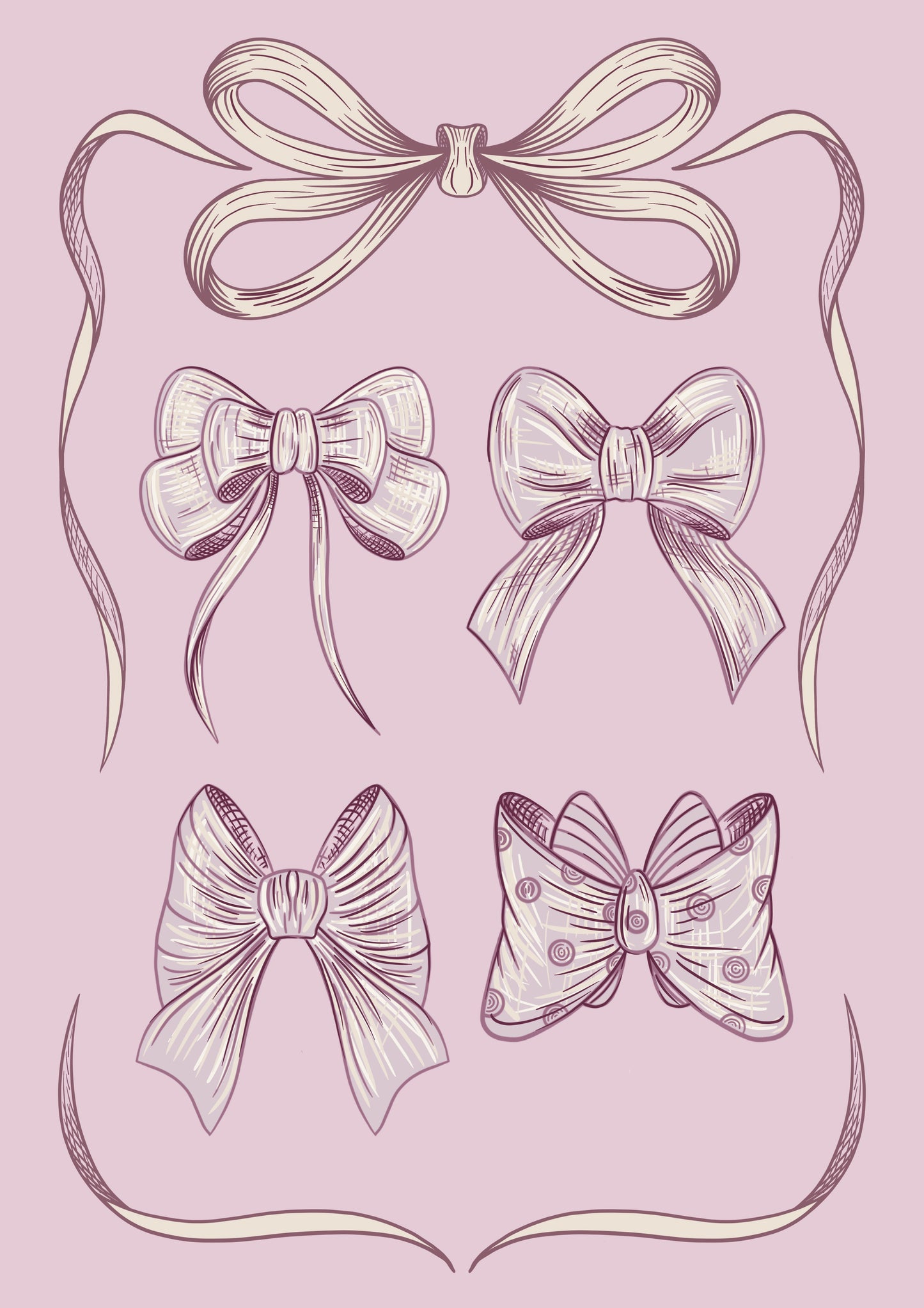 Purple Ribbon Bow Art Print