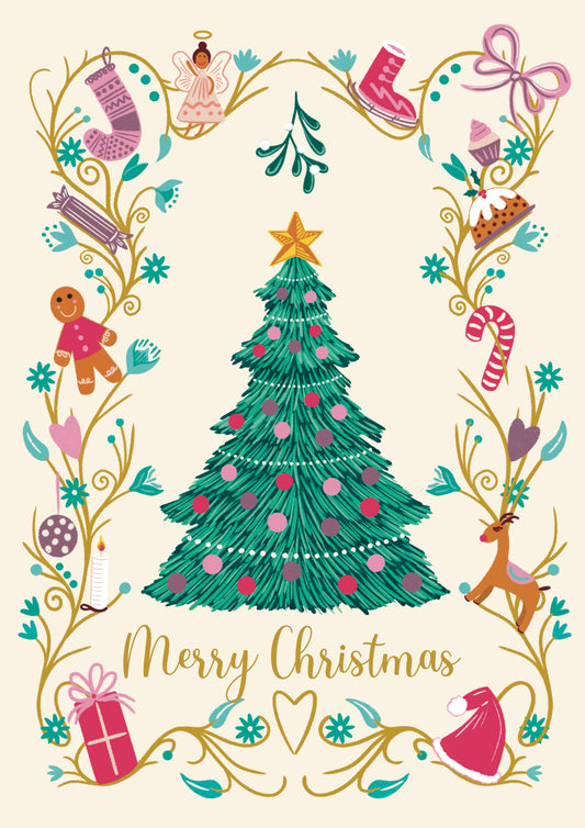 Vintage Christmas Tree Christmas Card
