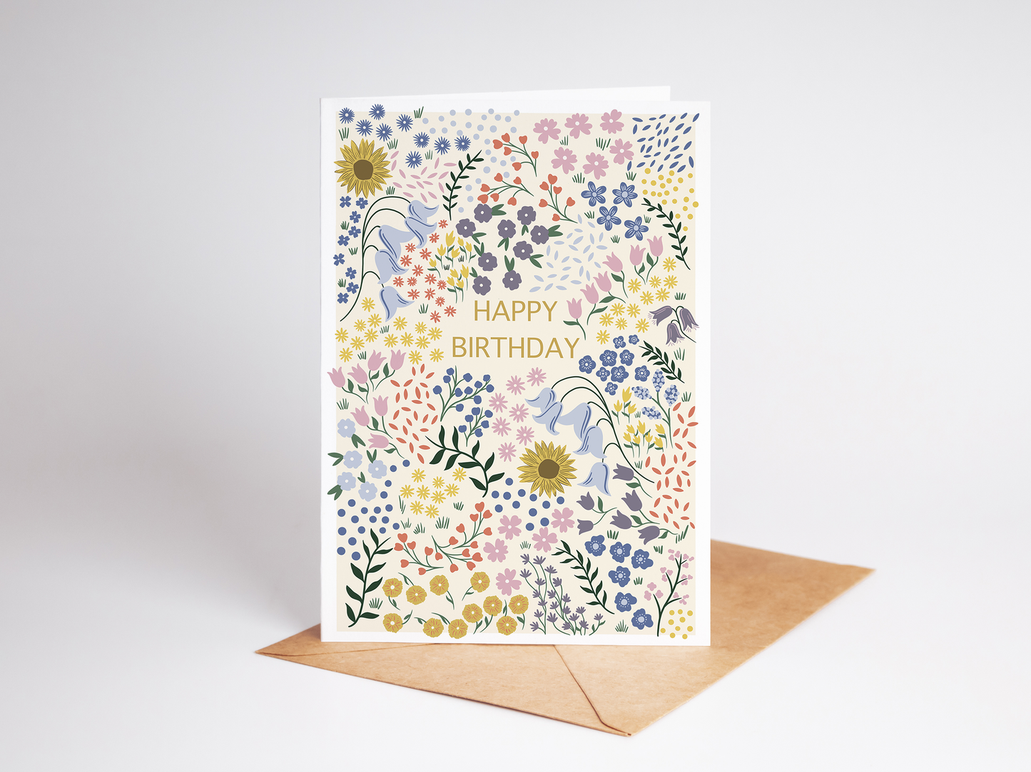 Ditsy Floral Happy Birthday Card