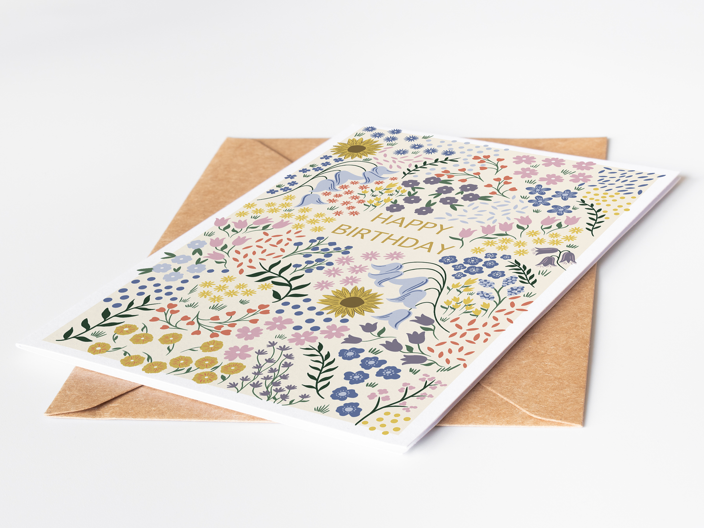 Ditsy Floral Happy Birthday Card