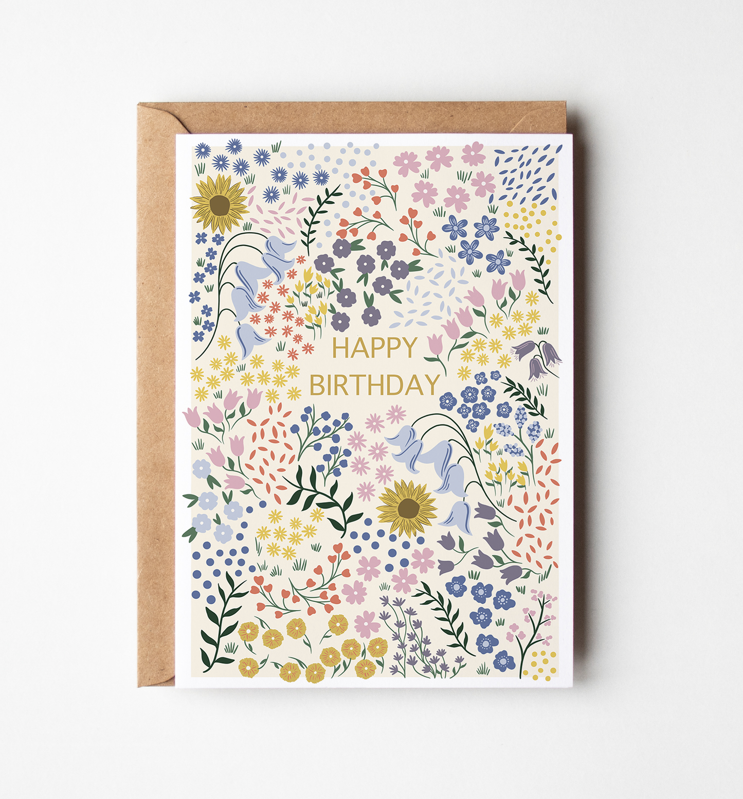 Ditsy Floral Happy Birthday Card
