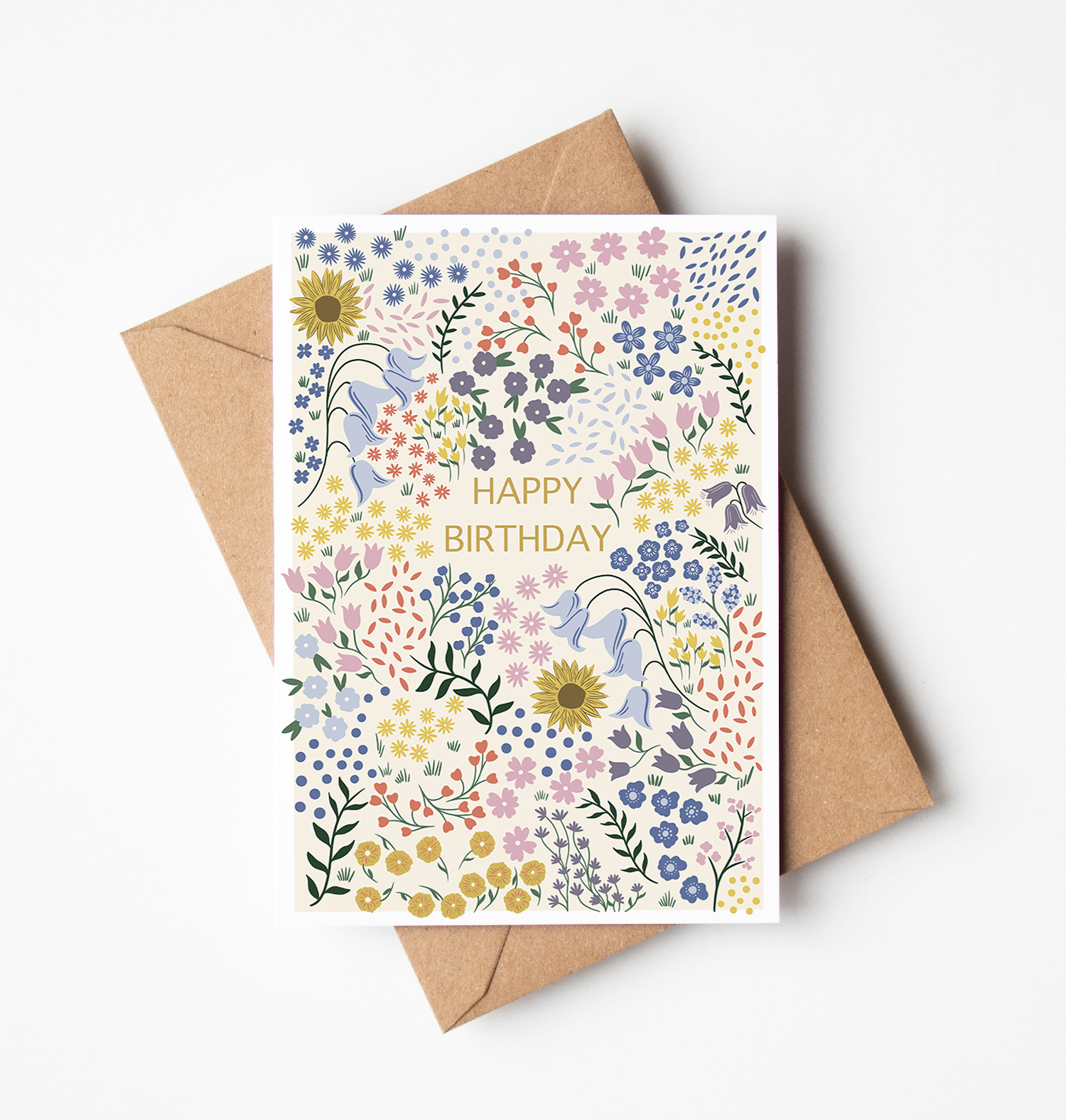Ditsy Floral Happy Birthday Card