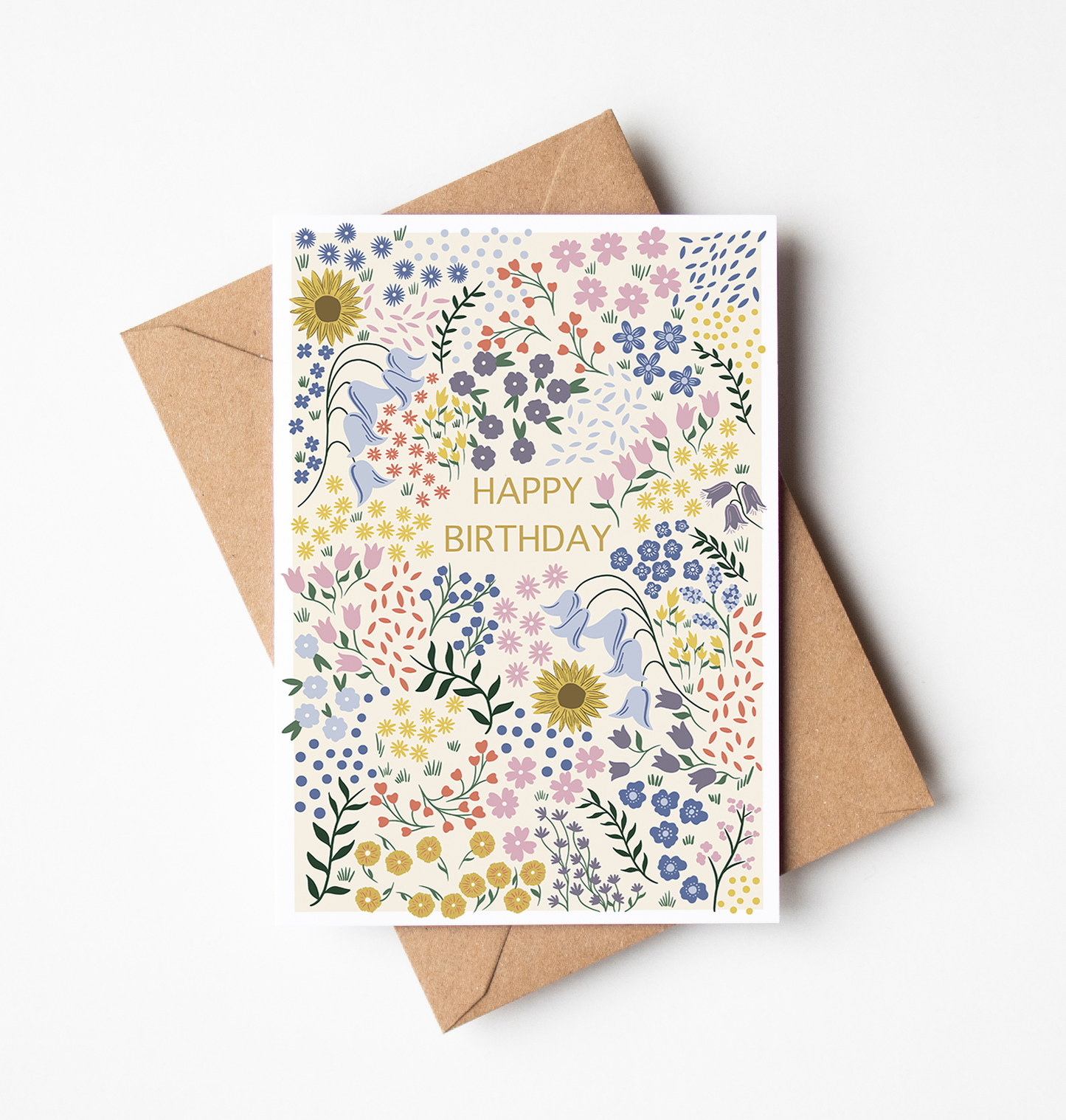 Ditsy Floral Happy Birthday Card