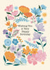 Retro Floral Happy Birthday Card