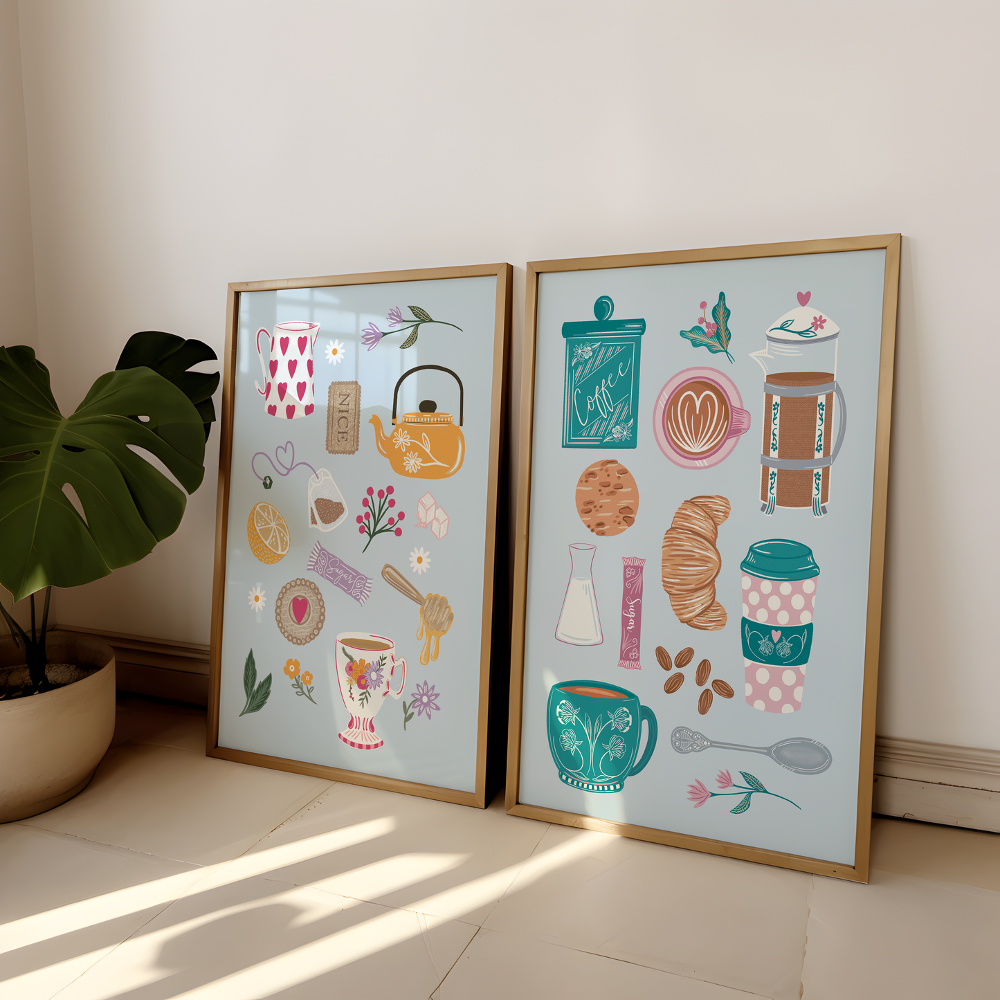 Set of 2 Tea and Coffee Art Prints